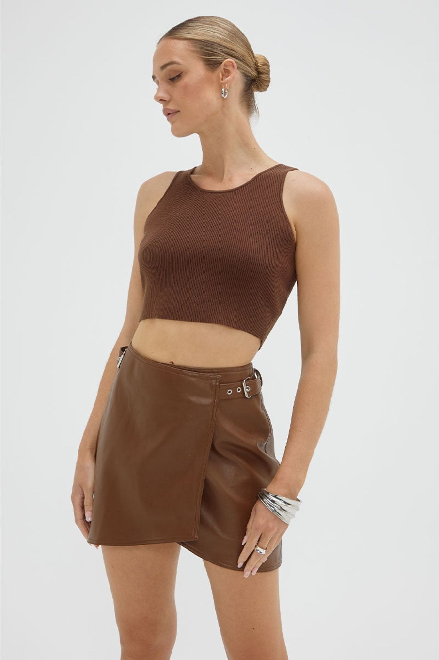 Skirts SOVERE | Influence Pu Mini Skirt - Carob