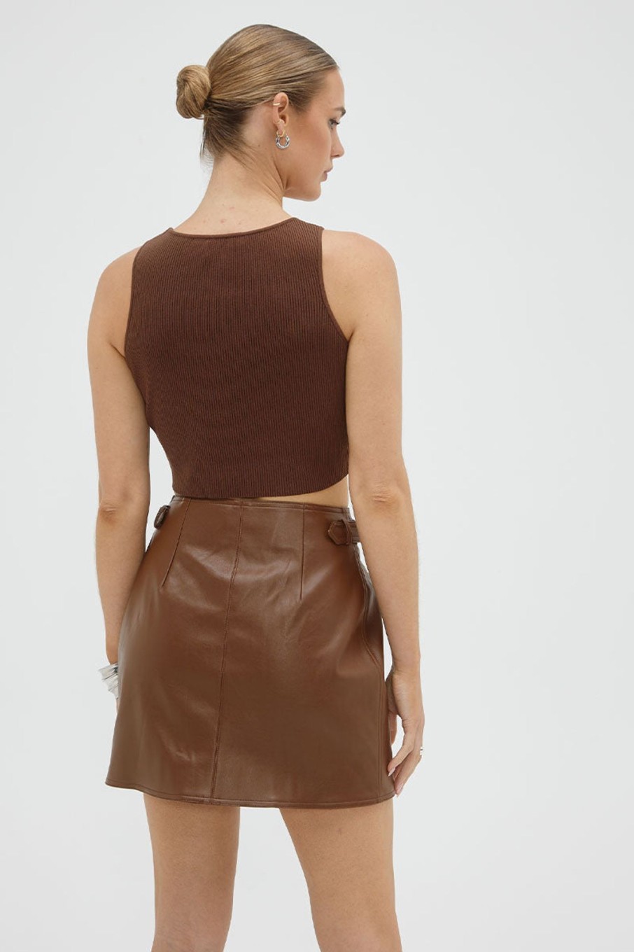 Skirts SOVERE | Influence Pu Mini Skirt - Carob