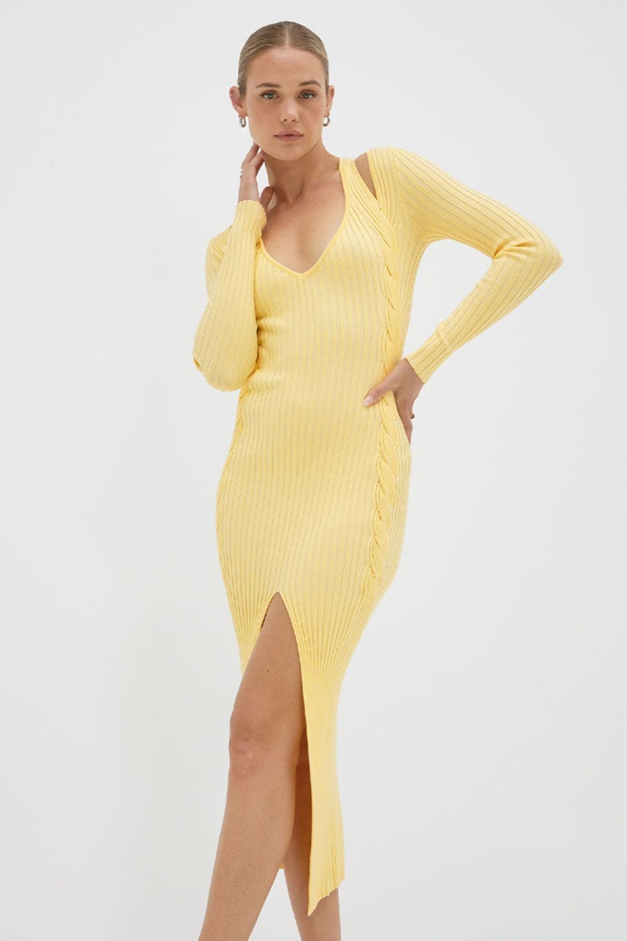 Knitwear SOVERE | Intwine Knit Dress - Golden