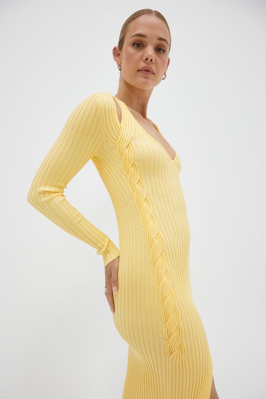 Knitwear SOVERE | Intwine Knit Dress - Golden