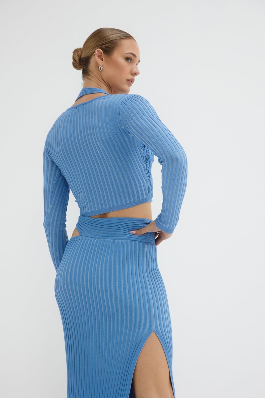 Knitwear SOVERE | Intwine Knit Skirt - Blue