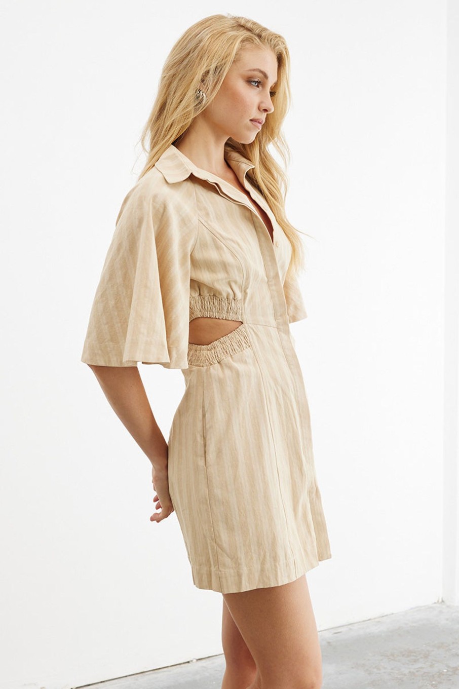 Dresses SOVERE | Shift Mini Shirt Dress - Natural