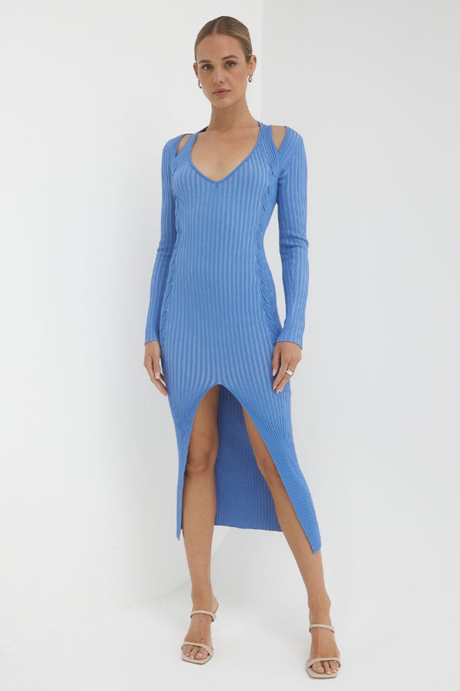 Dresses SOVERE | Intwine Knit Dress - Blue