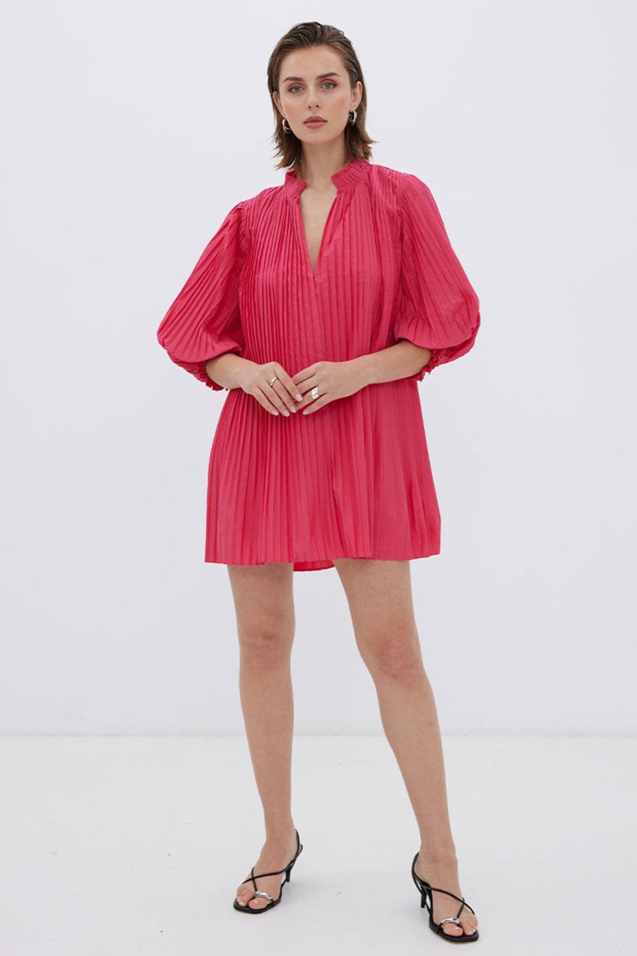 Dresses SOVERE | Oz Pleated Smock Dress - Cerise