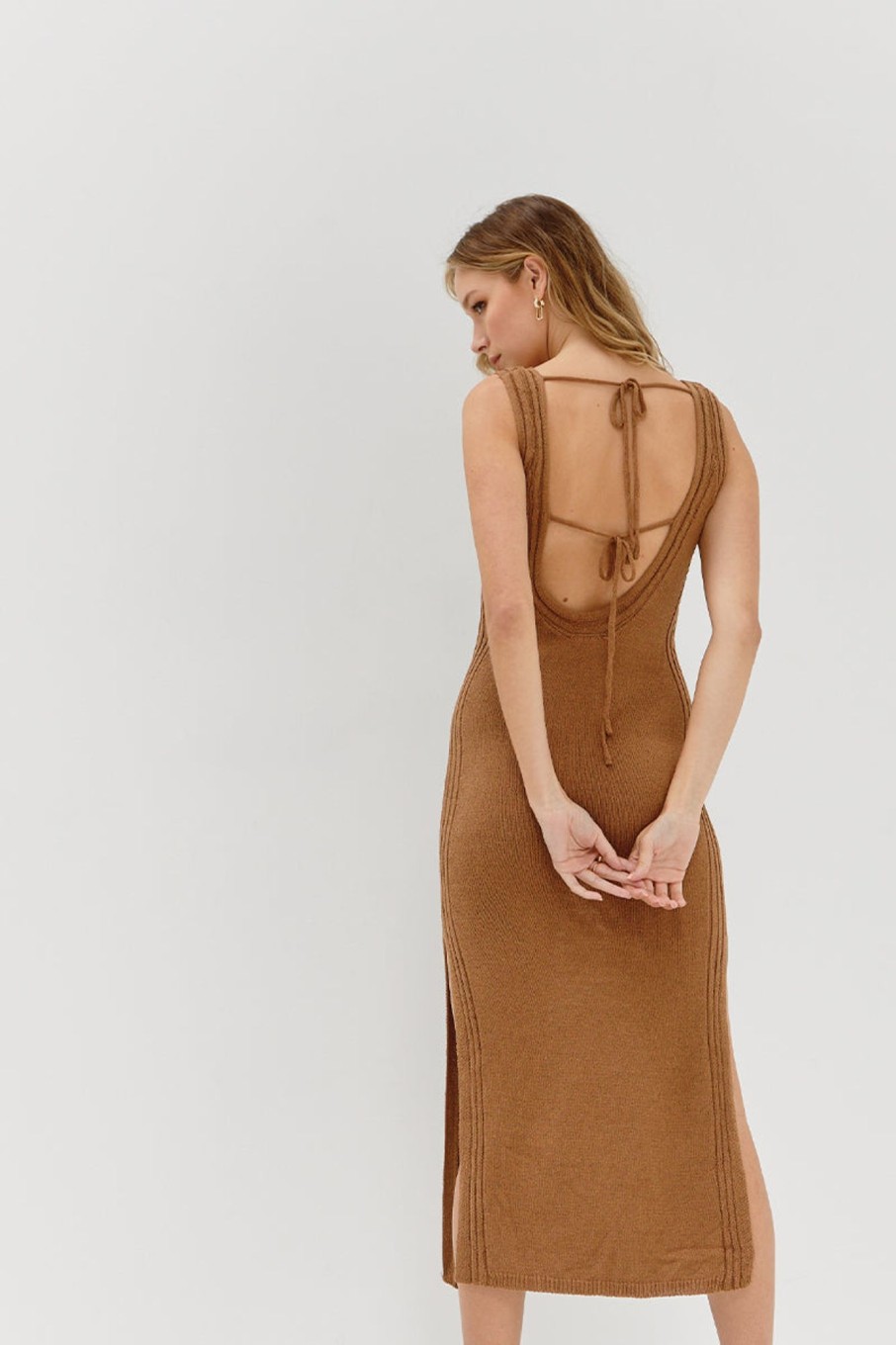 Dresses SOVERE | Caught Knit Dress - Mocha