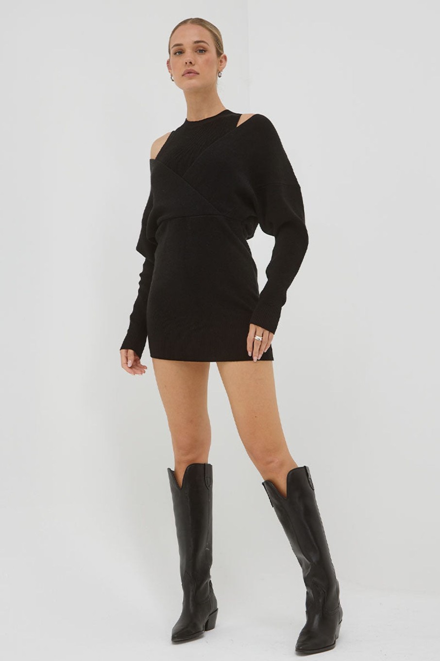 Knitwear SOVERE | Legacy Knit Combo Dress - Black