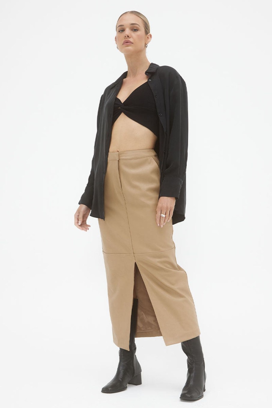 Skirts SOVERE | Ascend Pu Maxi Skirt - Praline