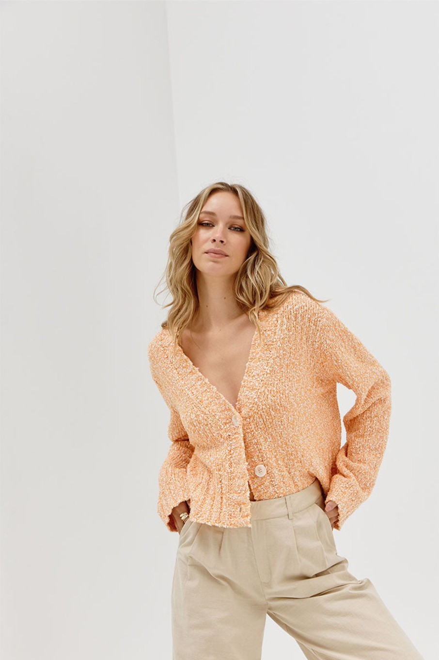 Knitwear SOVERE | Inverse Crop Cardi - Mandarin