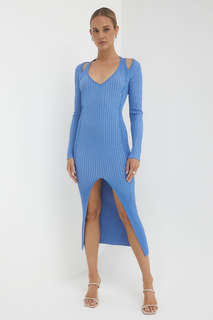 Knitwear SOVERE | Intwine Knit Dress - Blue