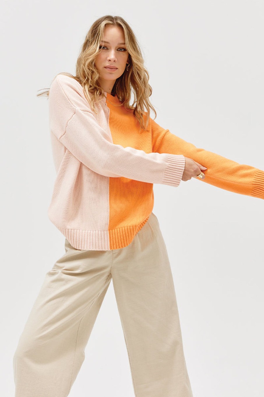 Women'S Clothing SOVERE | Bravo Splice Sweater - Mandarin Peach