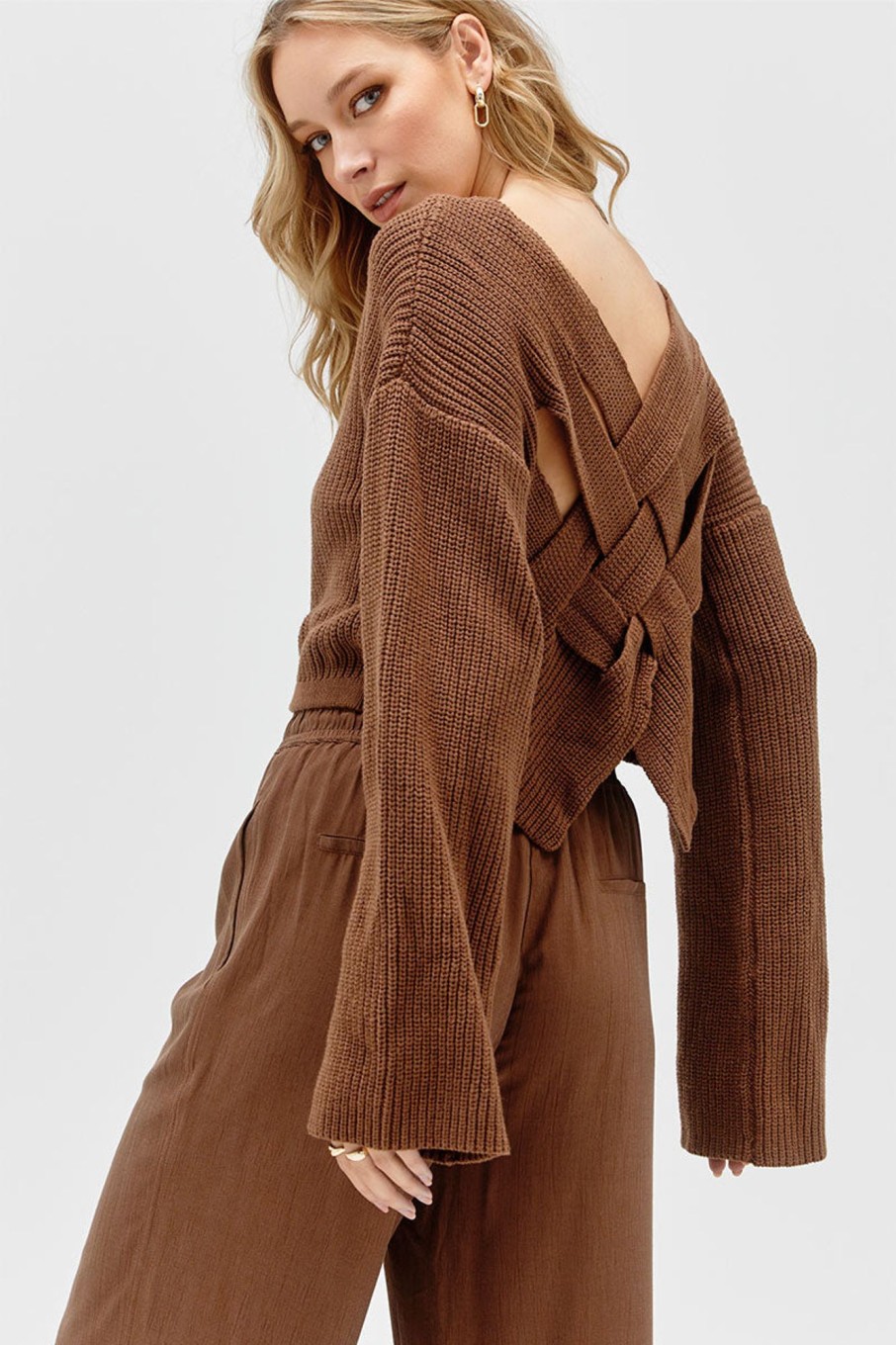 Knitwear SOVERE | Interlock Crop Knit - Coffee Bean