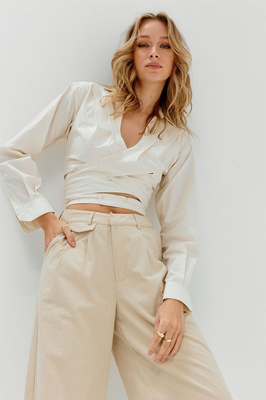 Women'S Clothing SOVERE | Dixie Wrap Shirt - Sand