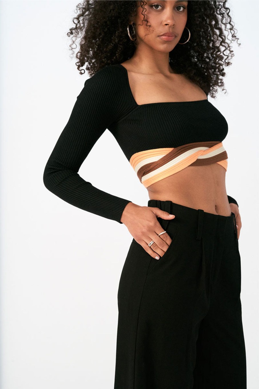 Women'S Clothing SOVERE | Inertia Knit Crop - Black / Apricot