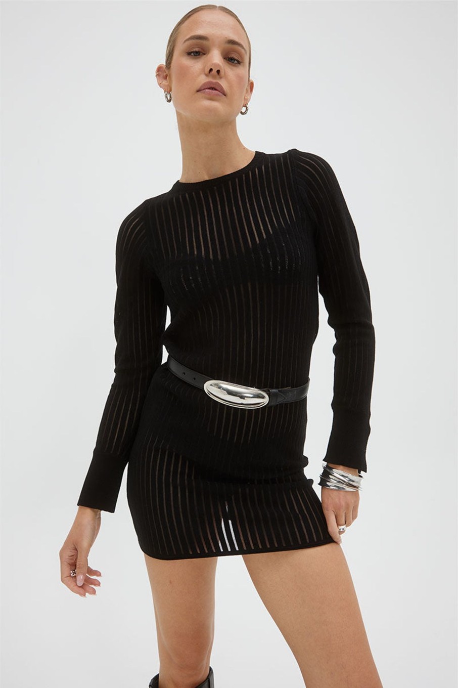 Knitwear SOVERE | Foresight Knit Mini Dress - Black